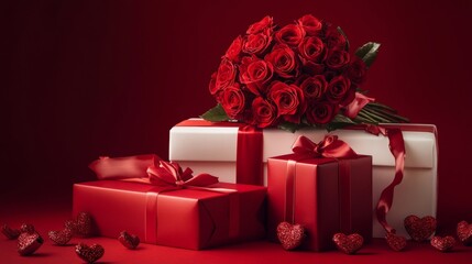 red rose and gift box