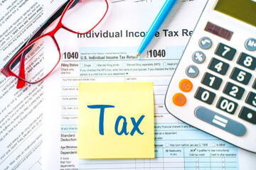 USA tax form 1040 for US individual tax return. Document close-up