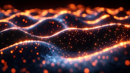 Obraz premium Glowing particle wave abstract background.