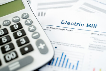 Home electricity expenses and bill statement document