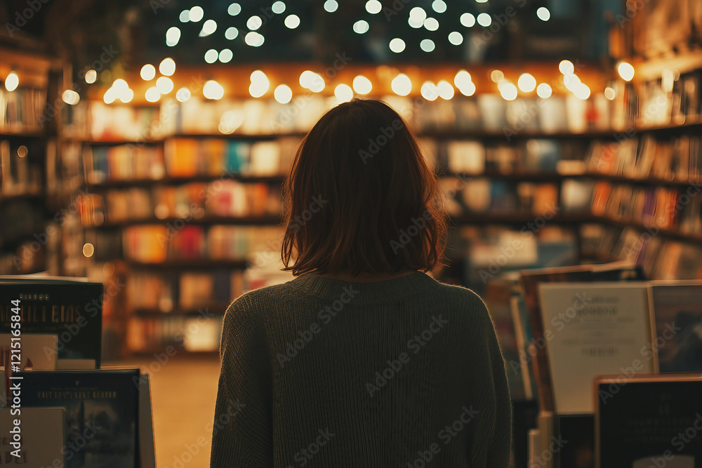 Poster an image of student in large library surrounded with books generative ai concept