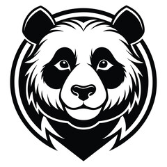 Panda Logo Vector – Fierce Animal Mascot Illustration, Modern Black and White Emblem, Gaming Esports Icon, Stylish Wildlife Badge for Branding and Digital Art
