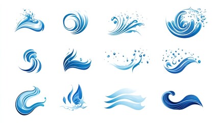 Fototapeta premium Abstract blue water wave designs collection for background use