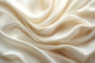Fototapeta premium A smooth, flowing fabric with a creamy, ivory hue, showcasing gentle waves and an elegant appearance.