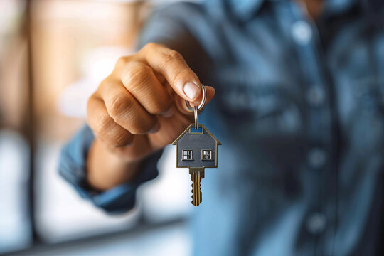 Man offering house keys close-up