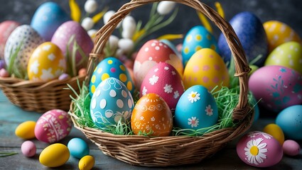 easter eggs in basket