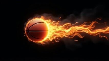 Fiery basketball in motion