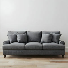 Naklejka premium gray fabric three seater sofa with light gray background