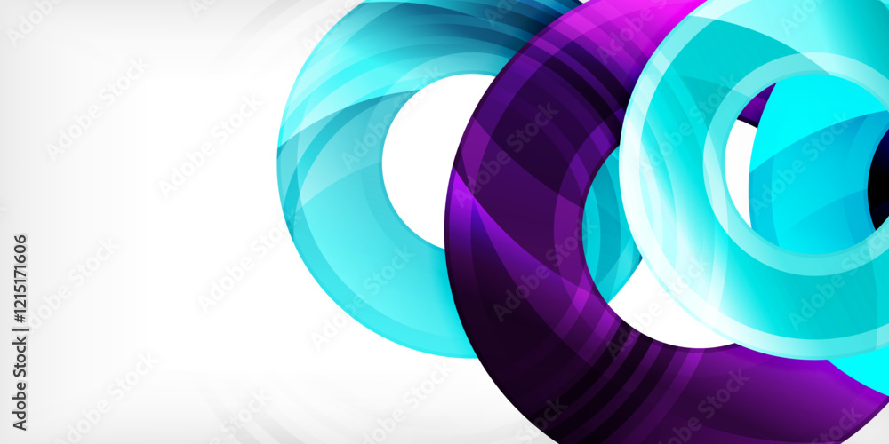 Poster bright colorful circles with light effects. abstract background