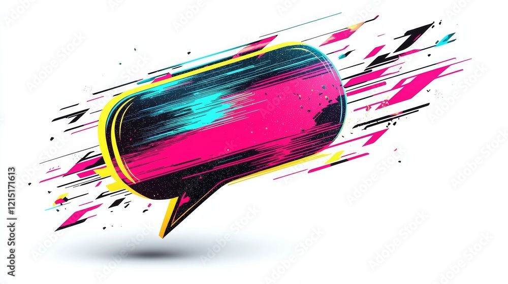 Aufkleber a vibrant speech bubble design featuring dynamic colors and motion effects, symbolizing communicatio
