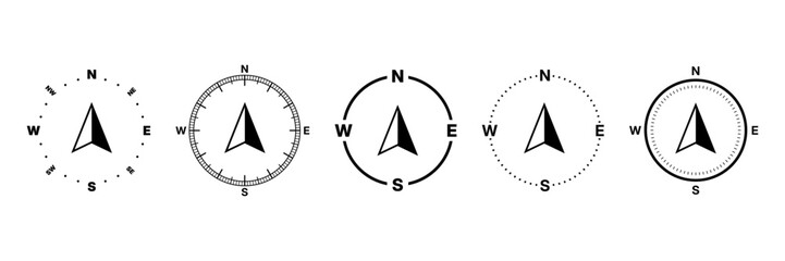 Compass icon set. Navigation compass vector. Set of compass symbols. © Hunter Leader