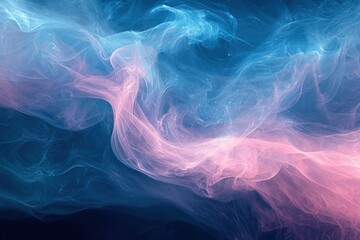 Fototapeta premium Abstract swirling colors of blue and pink create a dreamy, ethereal atmosphere, resembling mist or smoke in an artistic composition.