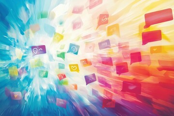 Obraz premium Abstract colorful background, speech bubbles, dynamic motion.