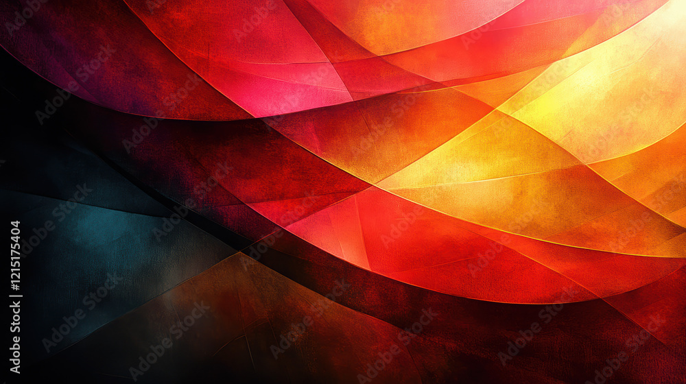 Poster rich and vibrant abstract background showcasing dynamic waves of red, orange, and yellow with soft e