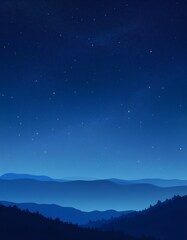 Breathtaking view of a mountain landscape silhouette under a mesmerizing starry night sky, creating a serene and magical atmosphere