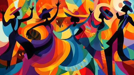 Colorful illustration of Mexican dancers