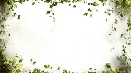 Ivy vines frame white wall background, nature design