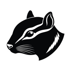 Chipmunk Head Silhouette Vector Art and Black Color Design