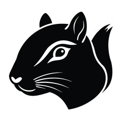 Chipmunk Head Silhouette Vector Art and Black Color Design