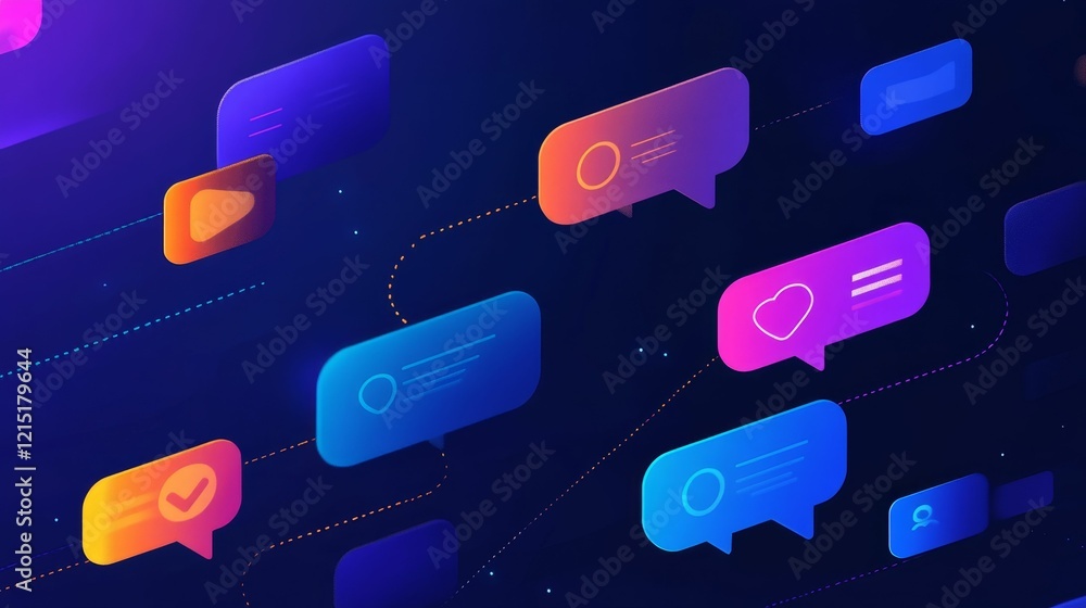Poster abstract colorful communication network design.