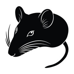 Rat Head Silhouette Vector Art Illustration and Black Color Rat Head Design