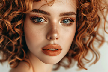 Fototapeta premium Portrait of a woman with curly auburn hair