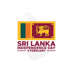 Independence day of Sri Lanka. Creative Sri Lanka national country flag icon.  Sri Lanka independence day. Sri Lanka Day Defense concept. Template for background, banner, card, poster. 