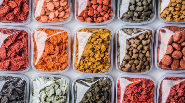 Colorful spices arranged in transparent containers, showcasing a vibrant selection of dried ingredients for culinary uses.