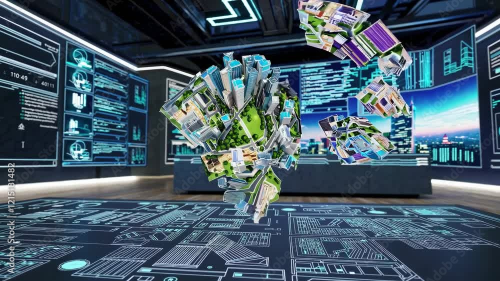 Aufkleber urban planning simulation showcases advanced city design and architecture concepts in a modern digit