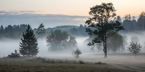 Fototapeta premium Fog and clouds on mountain