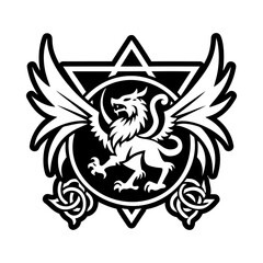 A filled style icon of gryphon sigil symbol