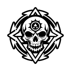 A glyph style icon of mystic skull symbol