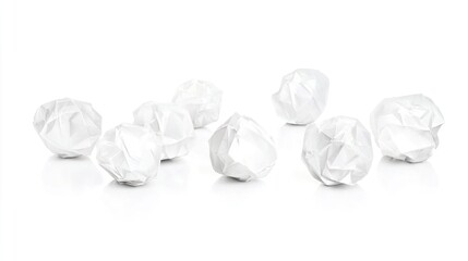 Crumpled White Paper Balls on Clean Surface for Creative Backgrounds