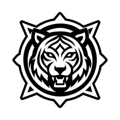 A filled style icon of tiger head symbol
