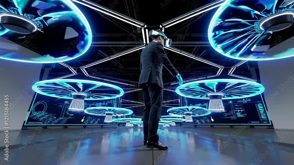 Aufkleber virtual reality exploration in a futuristic technology lab with interactive holograms