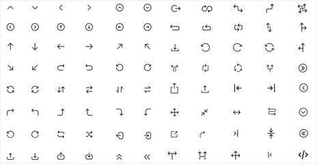 Set of new UI style arrows isolated on white background. Arrow icon set. Arrows illustration