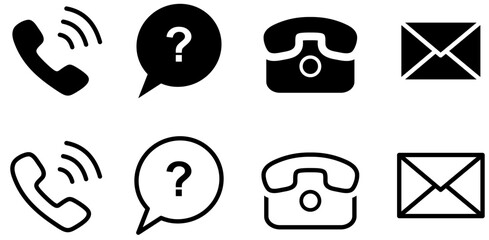 phone icon set, Contact us. Ringing phone simple icon set. Smartphone ringing. Phone sign. Vector Illustration