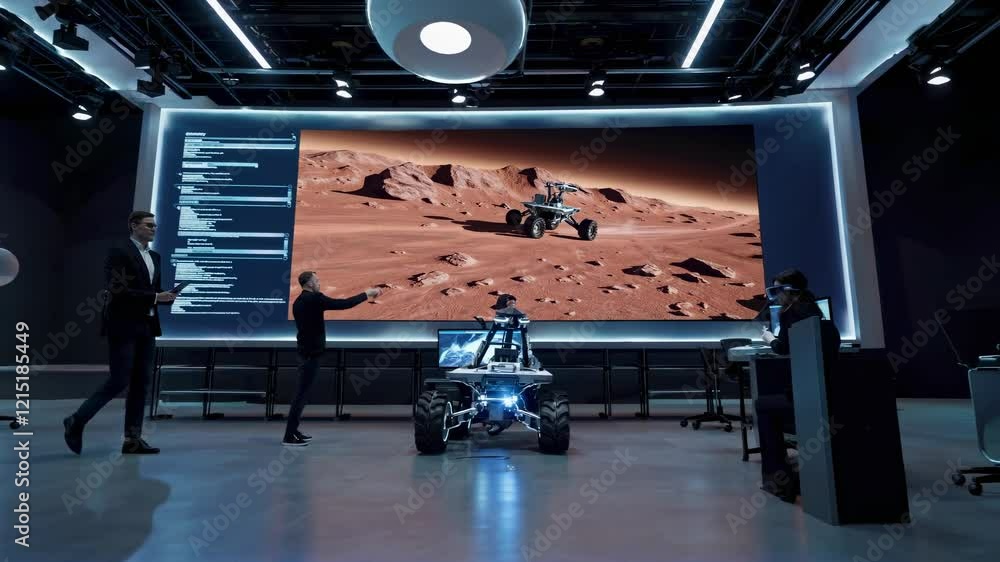 Fototapete Exploring Mars with advanced robotics in a futuristic research facility