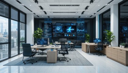A modern smart office with lot technology inside