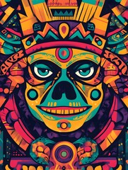 Fototapeta premium symbolic representation of Mexican heritage stylized Aztec