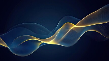 Golden waves flow dark background, abstract design