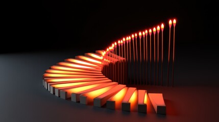 Glowing spiral path, dark background, abstract design, concept art