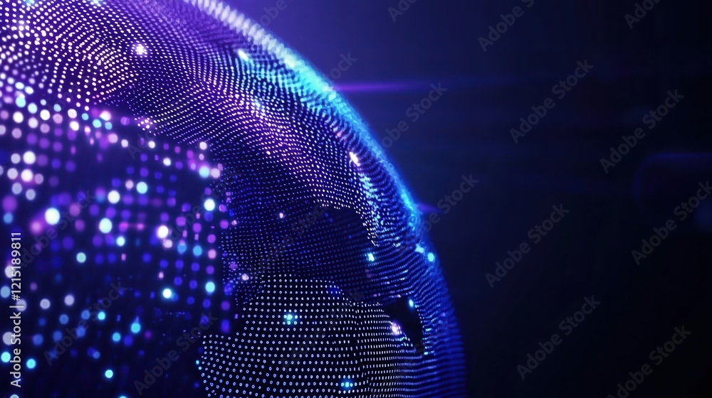 Aufkleber abstract graphic world map illustration on blue background showcasing big data and networking concep