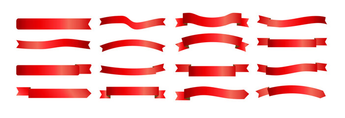 Label Red Ribbon Curved tag banner - sticker sale badge promotion Vector illustration.