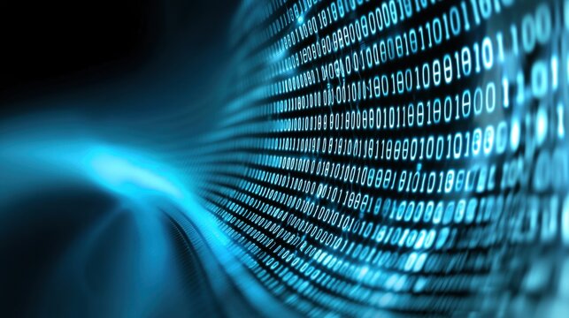 Visualizing data flow through a dynamic matrix background filled with binary code and big data concepts