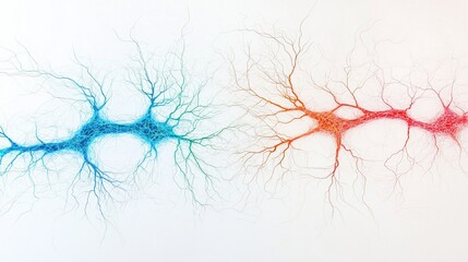 Tree of colored neurons representing neurography expansion on a white background