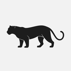 Leopard silhouette in black on a white background