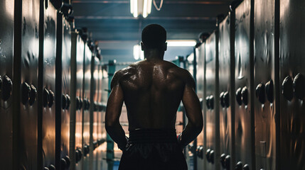 Athlete ready for game in locker room