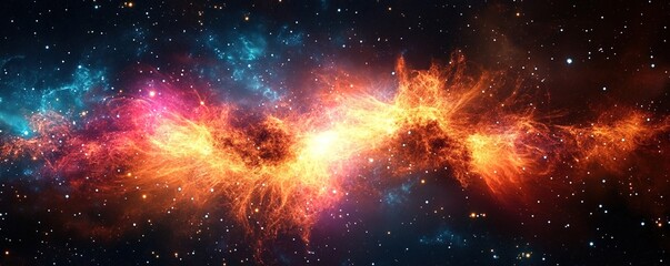 Obraz premium Amazing colors of a galactic background with realistic cinematic lighting and a space explosion.