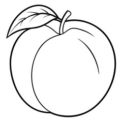 Peach Outline Drawing – Black and White Fruit Vector Illustration, Simple Botanical Sketch, Healthy Organic Food Clipart, Printable Coloring Page for Kids and Adults